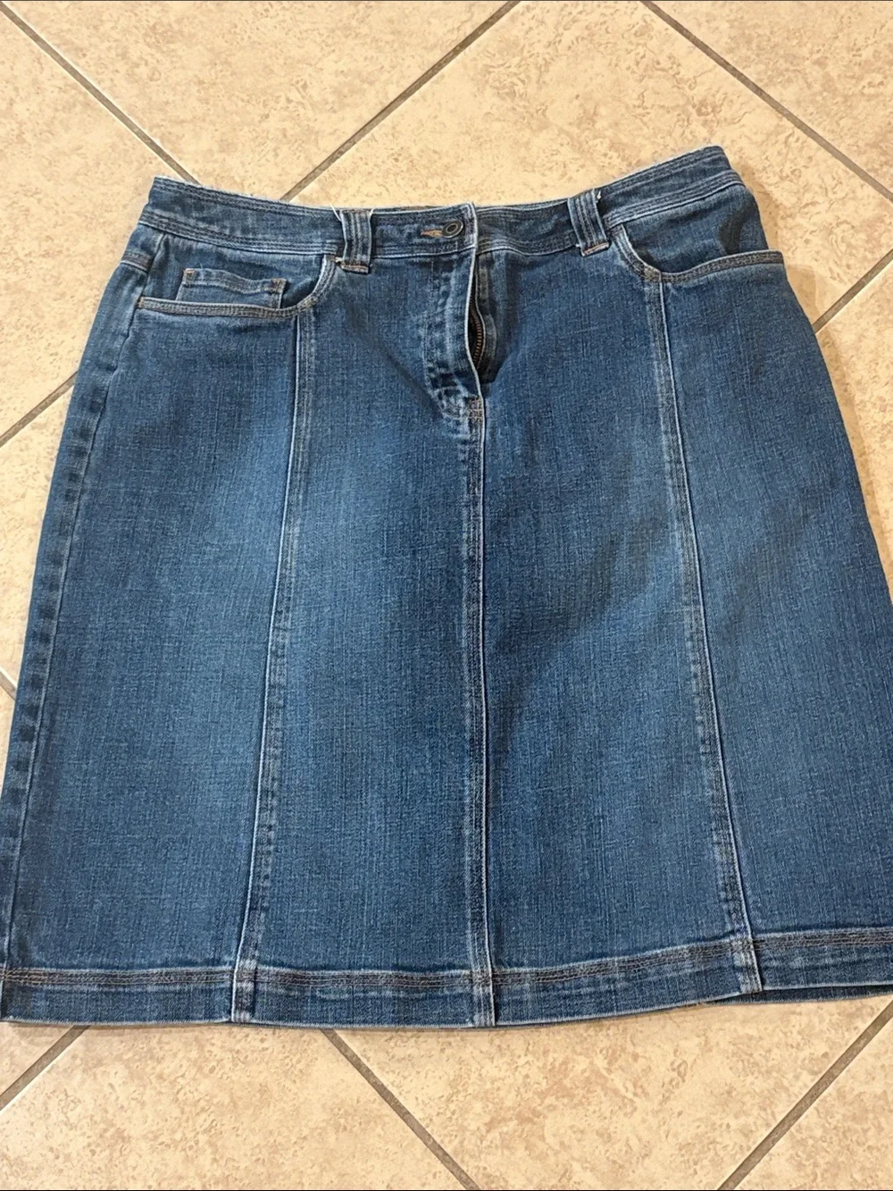 Talbots DENIM A-LINE SKIRT - MONTAUK WASH size 12